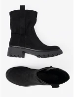 Pěkné černé  kotníčkové boty dámské na plochém podpatku