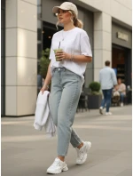 FashionStreet světle modré dámské kalhoty mom fi UY2858 FashionStreet světle modré dámské kalhoty mom fi UY2858