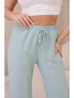 Viskózové kalhoty se širokými nohavicemi tmavá máta Viskózové kalhoty se širokými nohavicemi tmavá máta