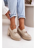 Zazoo 20175 Lakované Polobotky Dámské Na Podpatku Přírodní Kůže Světle Béžové