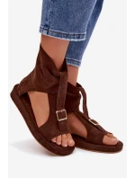 Dámské sandály s páskem čokoládové Coralya