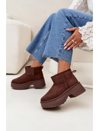 Dámské nízké zateplené sněhule Mavelle s kožíškem – hnědé Dámské nízké zateplené sněhule Mavelle s kožíškem – hnědé