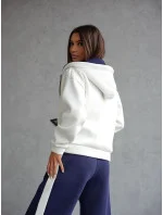 Bílo-tmavě modrý hrubší dámský bavlněný komplet s rozepínací mikinou (503) Bílo-tmavě modrý hrubší dámský bavlněný komplet s rozepínací mikinou (503)