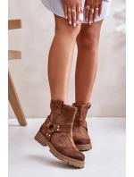 Dámské Botky Z Semiše Na Plochém Podpatku Hnědé Lewski 3610