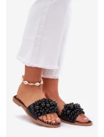 Dámské Plné Sandály S Ozdobnými Perlami Černé Aricca Dámské Plné Sandály S Ozdobnými Perlami Černé Aricca