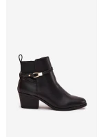 Dámské Boty Na Zip S Páskem A Zlatým Detailem Černé Zelinae Dámské Boty Na Zip S Páskem A Zlatým Detailem Černé Zelinae