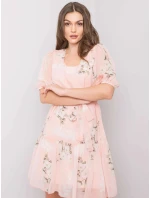 Dámské květované šaty LK SK 508129.06X Pudr růžová - Lakerta Dámské květované šaty LK SK 508129.06X Pudr růžová - Lakerta