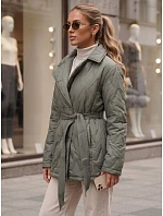 Dámský přechodný kabát s páskem, zelený, FashionStreet TY5805 Dámský přechodný kabát s páskem, zelený, FashionStreet TY5805