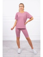 Komplet top+legginsy ciemny różowy