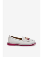 Kožené Elegantní Mokasíny Na Plochém Podpatku S.Barski LR51-768A Bílé