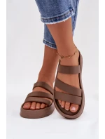 Materiálové dámské sandály na platformě s pásky Khaki Liorine