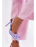 Dámské sandály na podpatku s saténovým provedením fialové Irina