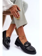 Kožené Mokasíny Polobotky Na Plochém Podpatku Černé SBarski Kožené Mokasíny Polobotky Na Plochém Podpatku Černé SBarski