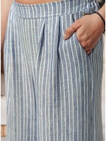 MODERESS dámské pruhované kalhoty s širokými nohavicemi modré FashionStreet UY2696