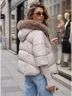 Dámská zimní prošívaná bunda s kožešinou, šedá, FashionStreet TY5986