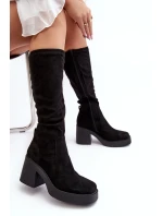 Dámské kotníkové boty na masivním sloupku D&A SN622-10A černé Dámské kotníkové boty na masivním sloupku D&A SN622-10A černé