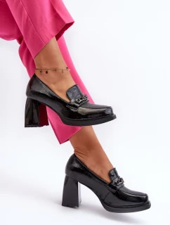 Lakované lodičky na robustním podpatku černé Terimene