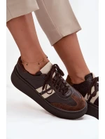 Kožené dámské tenisky na platformě Zazoo 3775 čokoládové