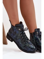 Lakované dámské kotníkové boty z pravé kůže D&A LZ52-962 tmavě modré Lakované dámské kotníkové boty z pravé kůže D&A LZ52-962 tmavě modré