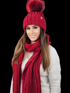 Komplet čepice a šála Hat&Scarf K.23.211.21 tmavě červená - Kamea