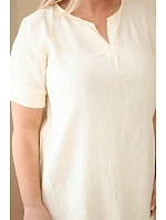 Dámské šaty z viskózy Plus Size s krátkým rukávem a výstřihem do V žlutá