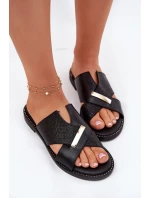 Dámské Pantofle Na Plochém Podpatku S Ozdobným Detalem Vinceza 17385 Černé Dámské Pantofle Na Plochém Podpatku S Ozdobným Detalem Vinceza 17385 Černé