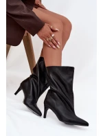 Nazouvací dámské boty na jehlové podpatku černé Solvienne