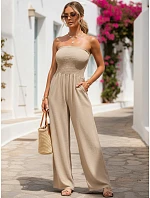 Dámský letní overal se širokými nohavicemi béžový FashionStreet EY2653