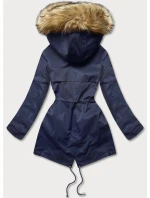 Tmavě modrá dámská bunda parka s odepínací podšívkou (m-21201) Tmavě modrá dámská bunda parka s odepínací podšívkou (m-21201)