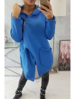 Zateplená mikina s asymetrickým zipem chrpově modrá Zateplená mikina s asymetrickým zipem chrpově modrá