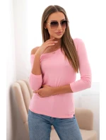Dámská blůza s odhaleným ramenem z viskózy s rukávem 3/4 světle růžová Dámská blůza s odhaleným ramenem z viskózy s rukávem 3/4 světle růžová