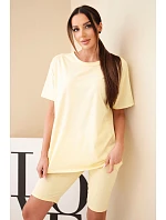 Dámský bavlněný komplet s krátkým rukávem a šortkami žlutý Dámský bavlněný komplet s krátkým rukávem a šortkami žlutý