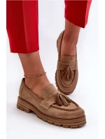 Zazoo 3469 Dámské semišové mokasíny s řasami béžové Zazoo 3469 Dámské semišové mokasíny s řasami béžové