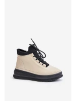 Lehká Kožená Sportovní Obuv Na Platformě Béžová Artiker 55C0554