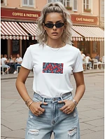 Dámské bavlněné tričko s potiskem, klasický střih, FashionStreet NX8014RY Dámské bavlněné tričko s potiskem, klasický střih, FashionStreet NX8014RY