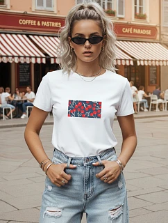 Dámské bavlněné tričko s potiskem, klasický střih, FashionStreet NX8014RY