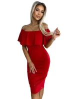 138-9 Marbella - Španělské tužkové šaty - ČERVENÉ 138-9 Marbella - Španělské tužkové šaty - ČERVENÉ