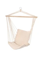 BRAZILSKÁ ZÁVĚSNÁ SEDAČKA HAMAK 100x50 cm PŘÍRODNÍ S VSTŘÍCNÝM PUSHEM BÍLÁ