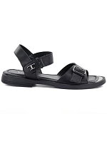 Dámské černé kožené sandály Vinceza 26-62303