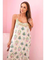 Dámské šaty na ramínka ze světlé viskózy fialka