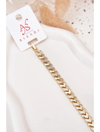 Dámský náramek srdíčka se zirkony zlatý