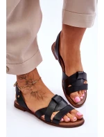Pohodlné kožené sandály Černé Kayla