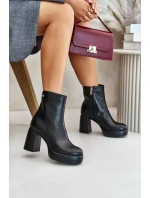 Kotníkové boty na podpatku z přírodní kůže GOE černé Kotníkové boty na podpatku z přírodní kůže GOE černé