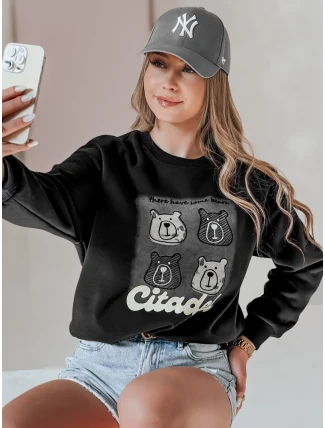 Dámská oversize mikina s medvídky MISOBEARS černá FashionStreet BY1437