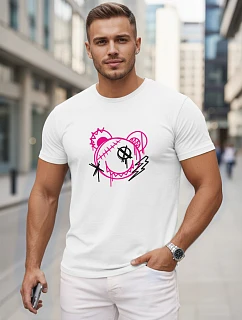 Pánské bavlněné tričko s potiskem ve stylu graffiti, bílé, FashionStreet NX0136R