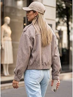 Krátký dámský dvouřadý kabát v béžové barvě FashionStreet TY6025 Krátký dámský dvouřadý kabát v béžové barvě FashionStreet TY6025