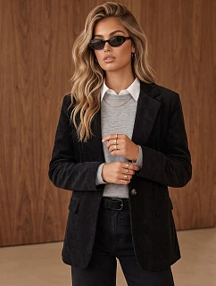Dámská černá kordová bunda FashionStreet PY0161