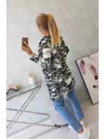 Plášť s šedým + černým nápisem