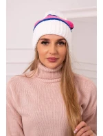 Dámská čepice Kinga K297 bílá+šedá+světle růžová