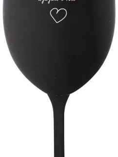 ON MĚ POŽÁDAL O RUKU A JÁ JEHO O VÍNO - černá sklenice na víno 350 ml